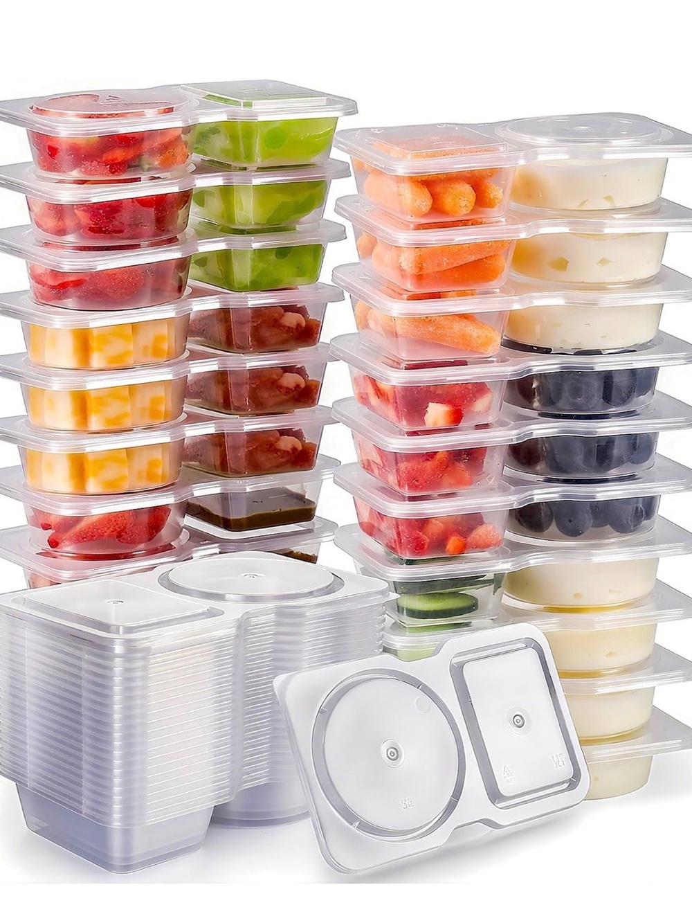 Clear Plastic Portion Control Snack Containers - 50-Pack  NWT